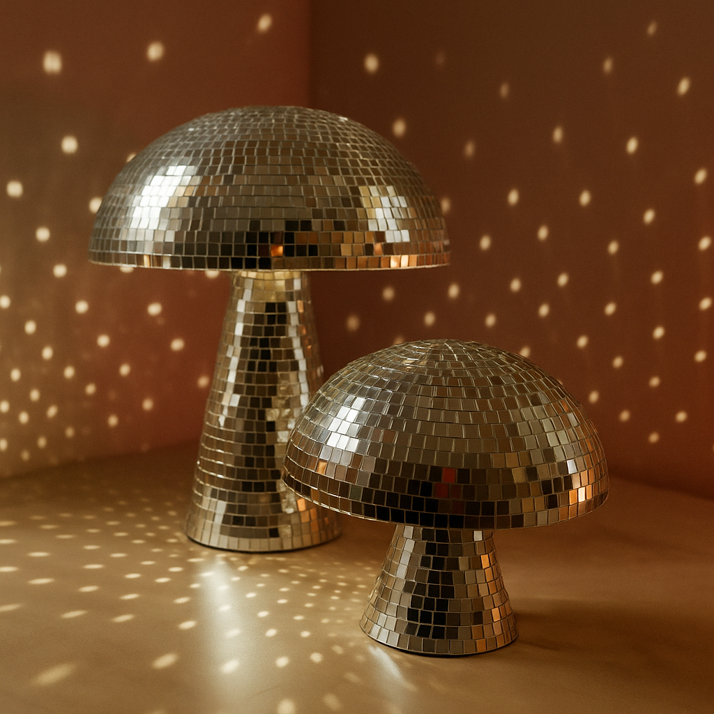 Lámpara Hongo Retro con Bola de Discoteca