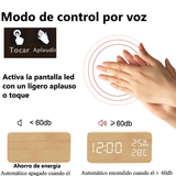 EchoWood Reloj LED de Madera con Control por Voz