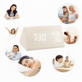 EchoWood Reloj LED de Madera con Control por Voz