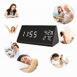 EchoWood Reloj LED de Madera con Control por Voz
