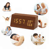 EchoWood Reloj LED de Madera con Control por Voz