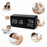 EchoWood Reloj LED de Madera con Control por Voz