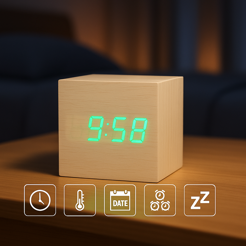Reloj Despertador Digital LED Compacto