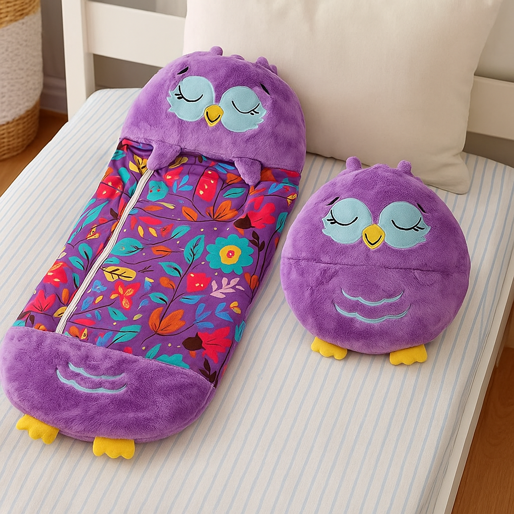 Cojín de Abrazo Infantil con Saco de Dormir de Peluche