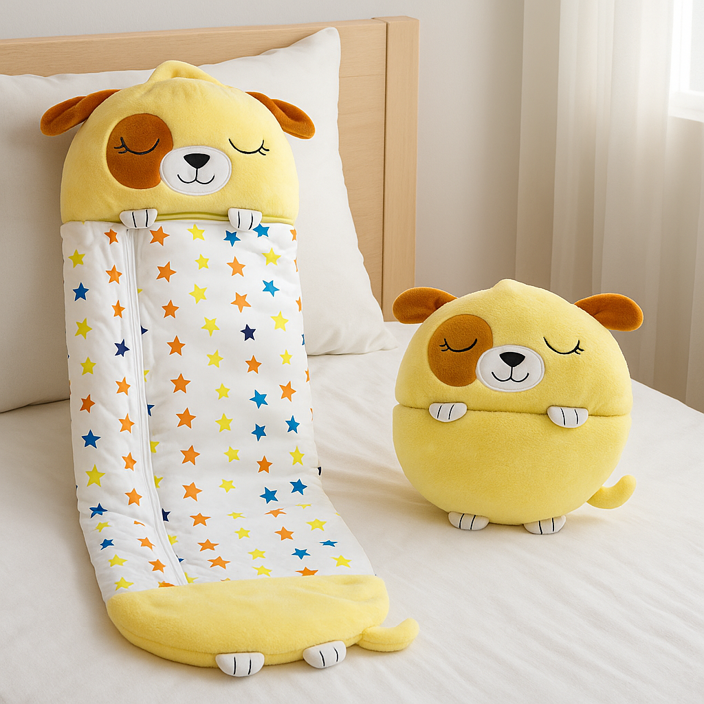 Cojín de Abrazo Infantil con Saco de Dormir de Peluche