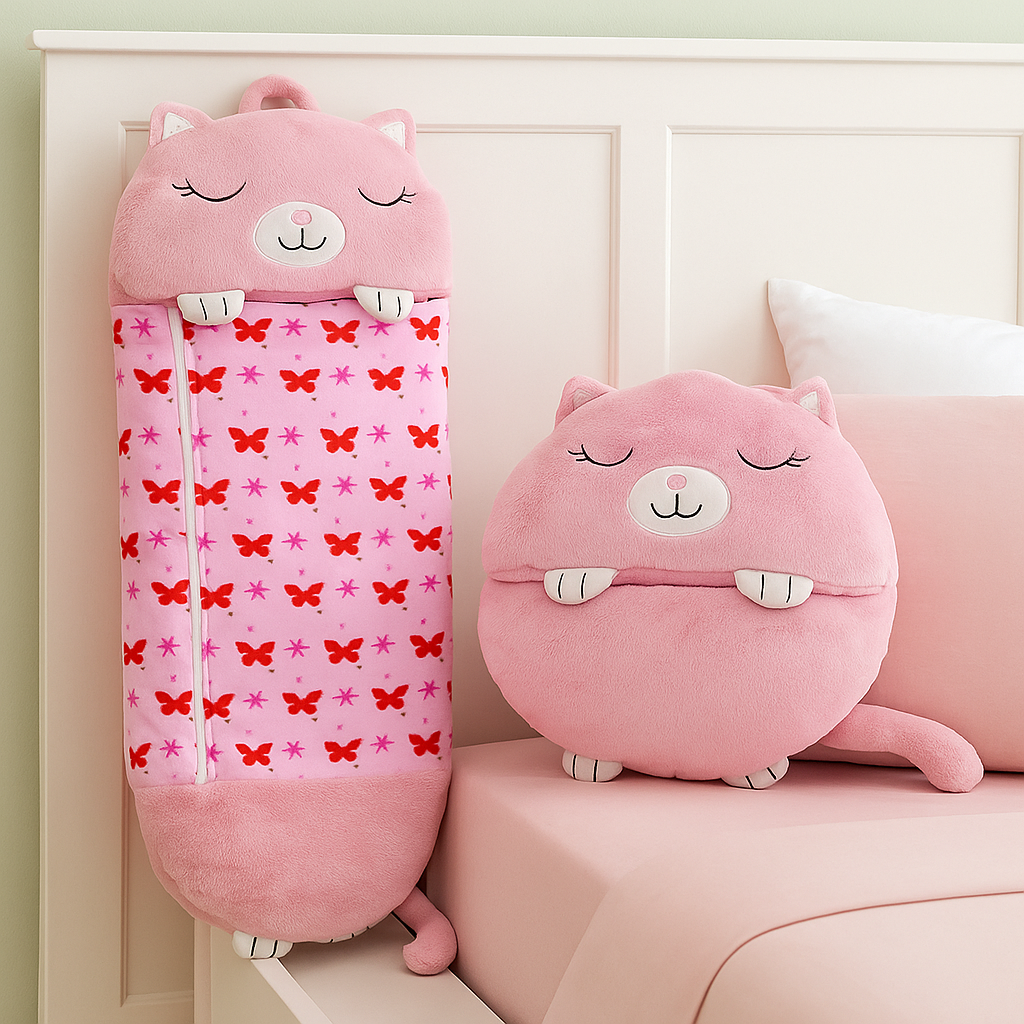 Cojín de Abrazo Infantil con Saco de Dormir de Peluche