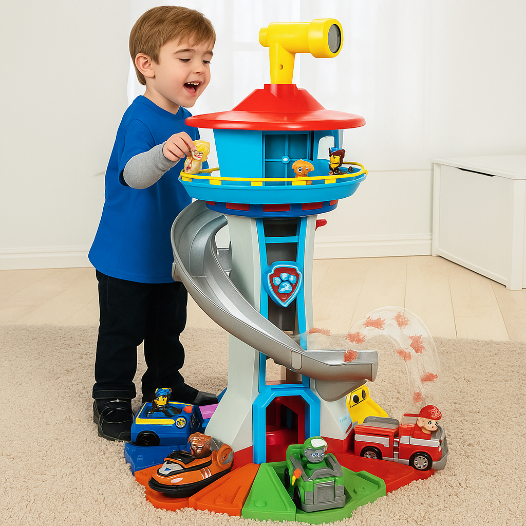 Set Infantil de Coches con Torre y Tobogán