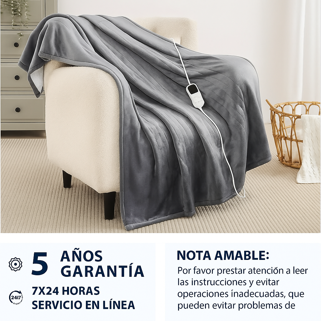 Manta Eléctrica de Algodón Lavable con Apagado Automático