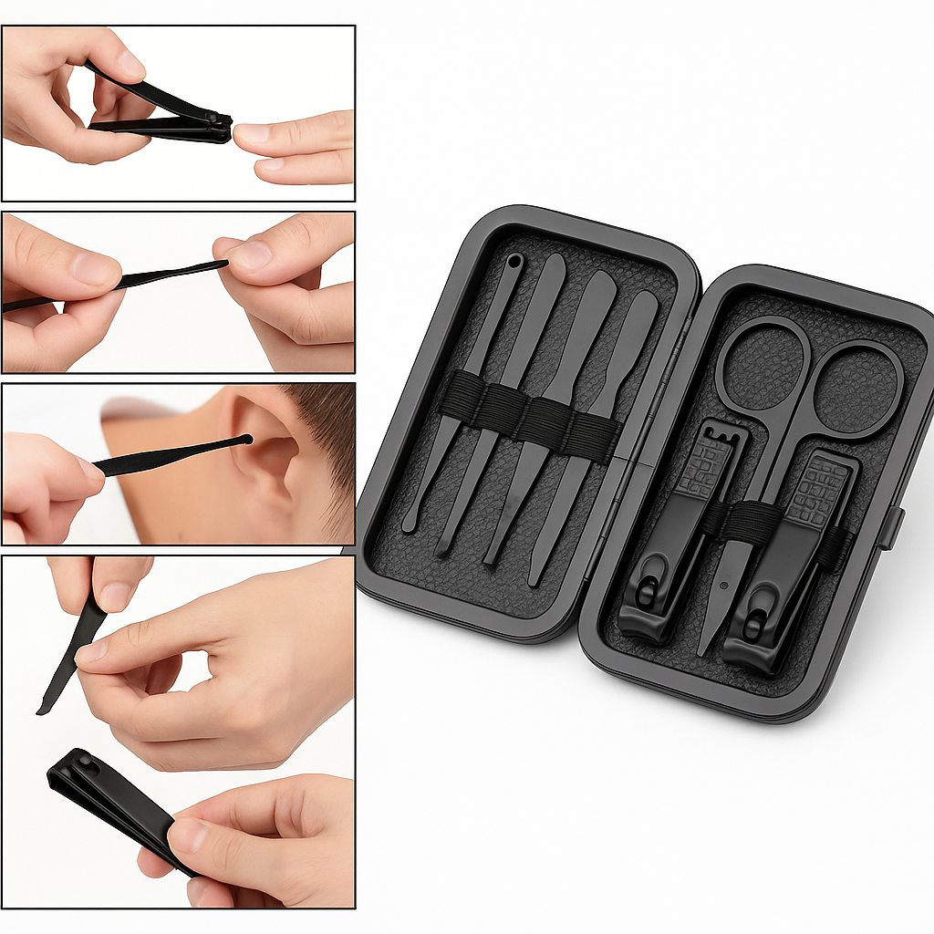 Kit de Cortaúñas Acero Inoxidable con Estuche de Viaje