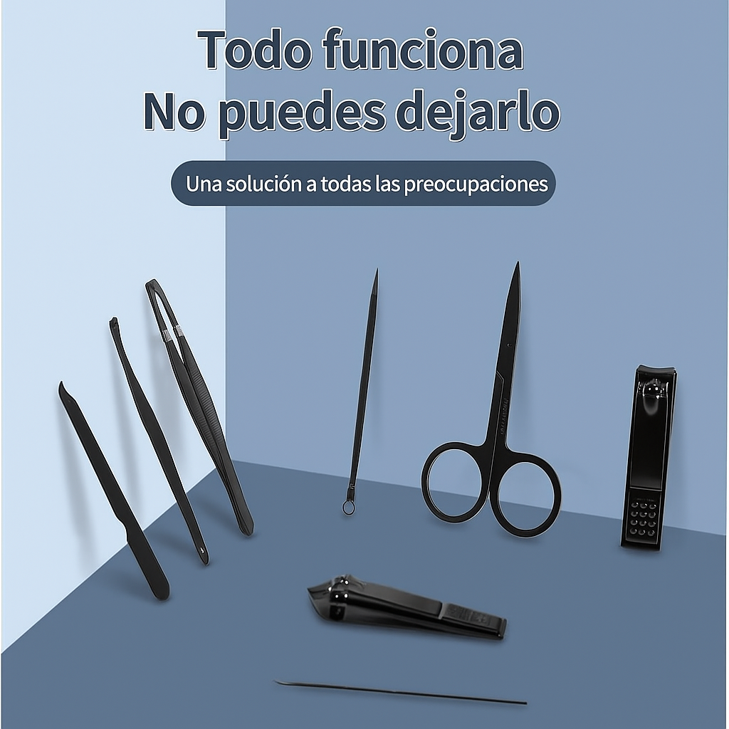 Kit de Cortaúñas Acero Inoxidable con Estuche de Viaje
