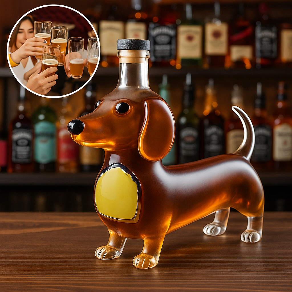 Decantador de Whisky de Vidrio Diseño Perro Elegante