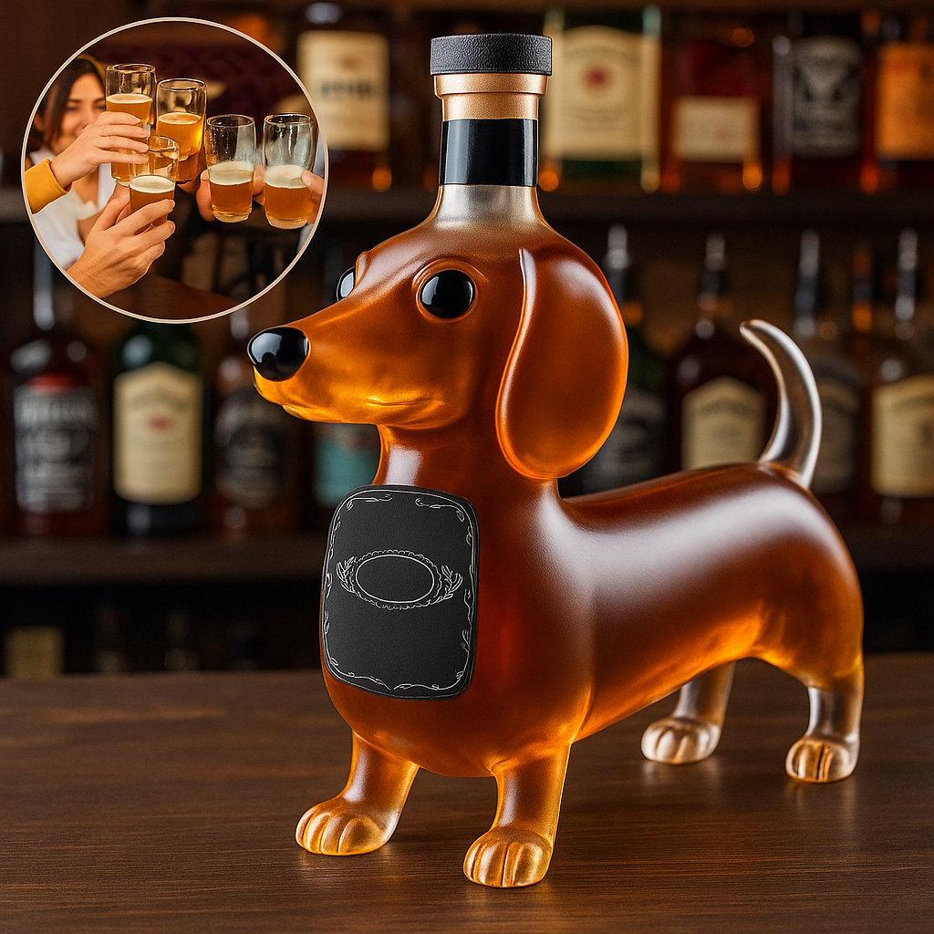 Decantador de Whisky de Vidrio Diseño Perro Elegante