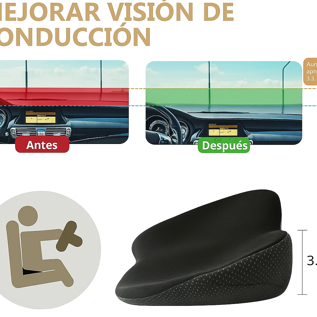 Cojín Viscoelástico Ergonómico para Asiento de Coche