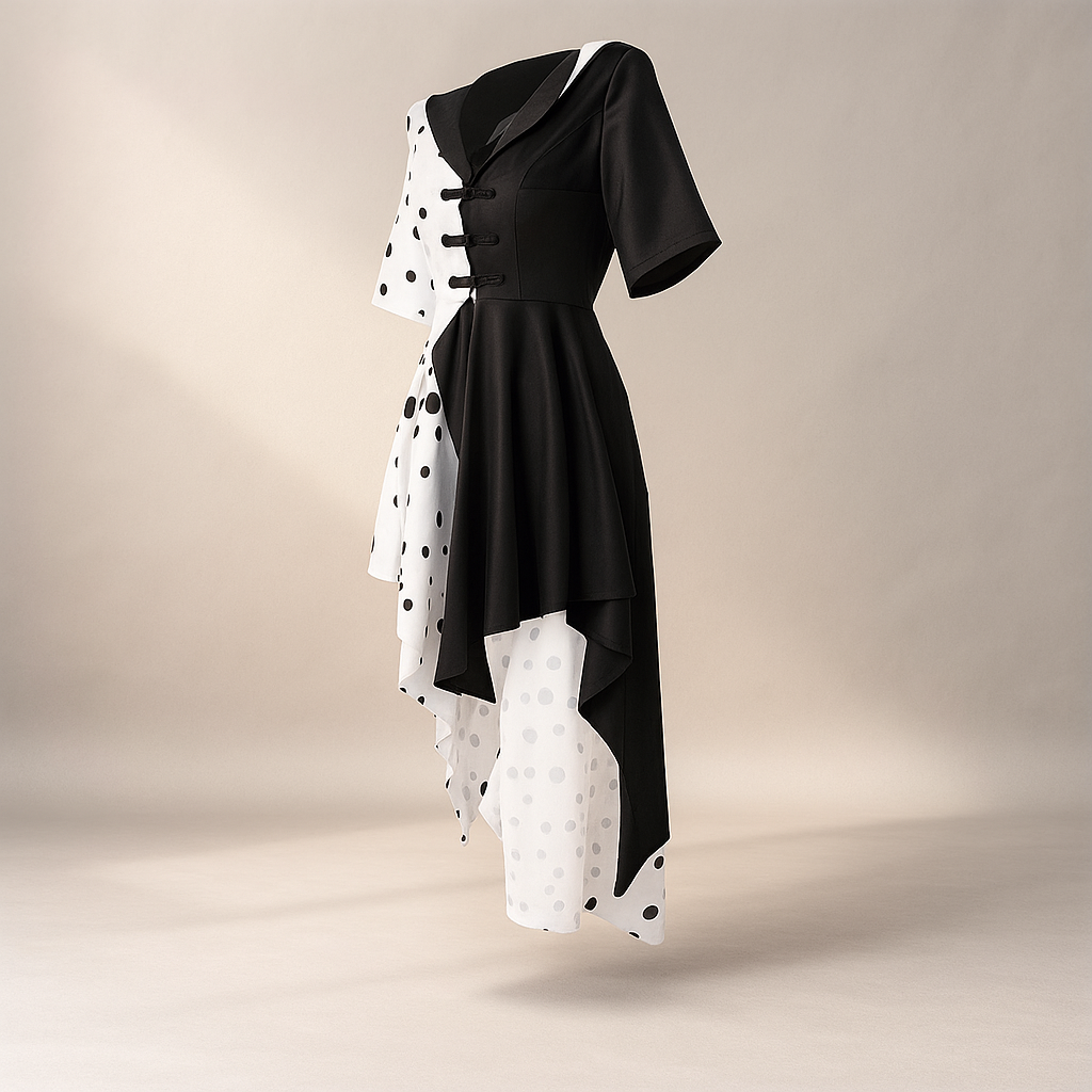 Vestido Halloween Mujer Dálmata Asimétrico con Capucha