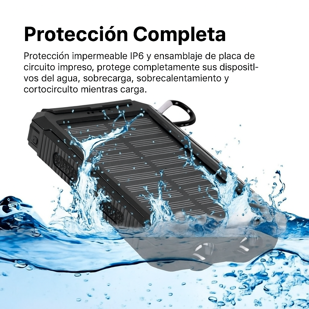 Banco de Energía Solar 500000mAh Impermeable LED
