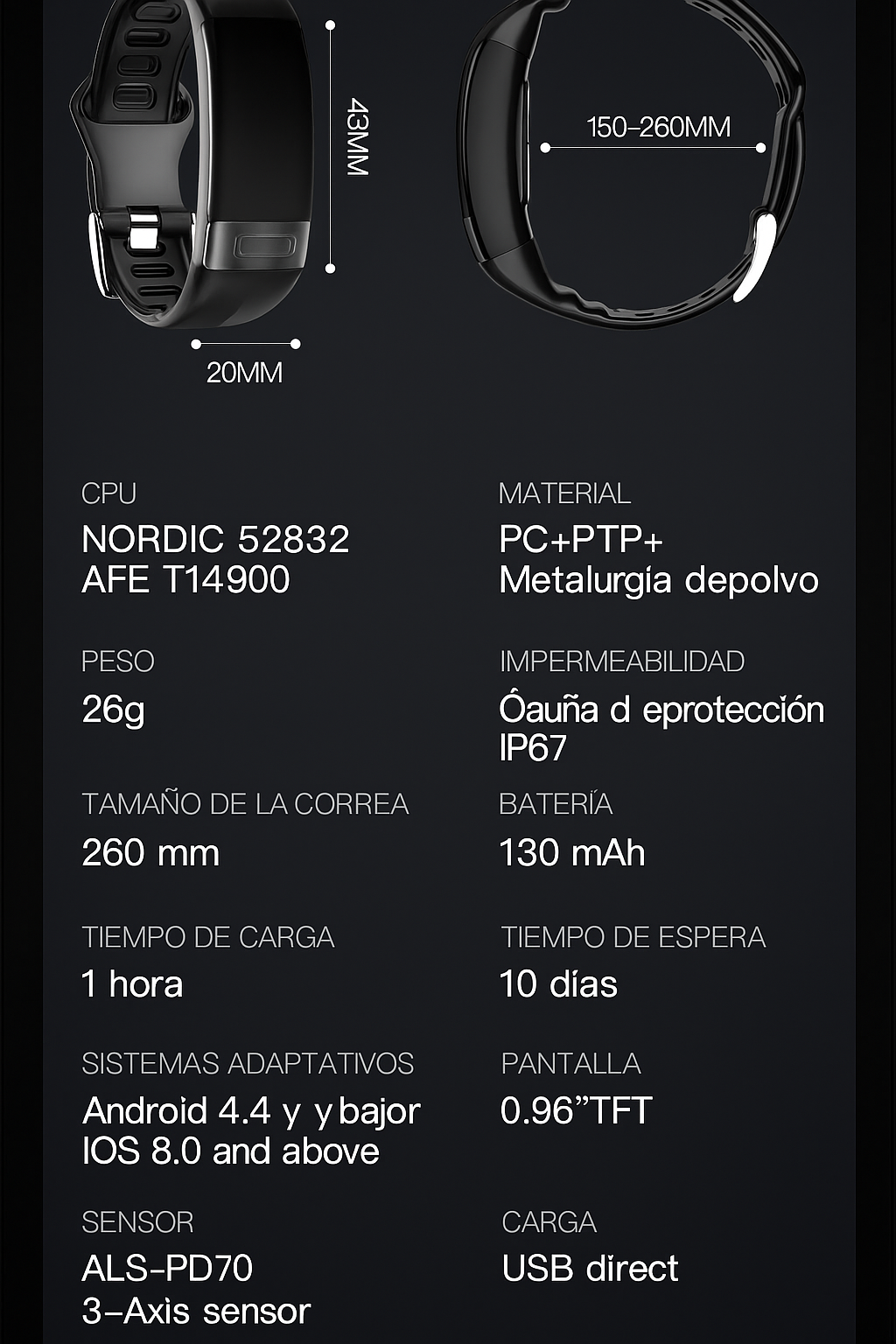 Vyflair | Pulsera Inteligente EKG Presión Arterial Mujer