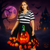 Vestido Midi Vintage de Halloween con Calabazas