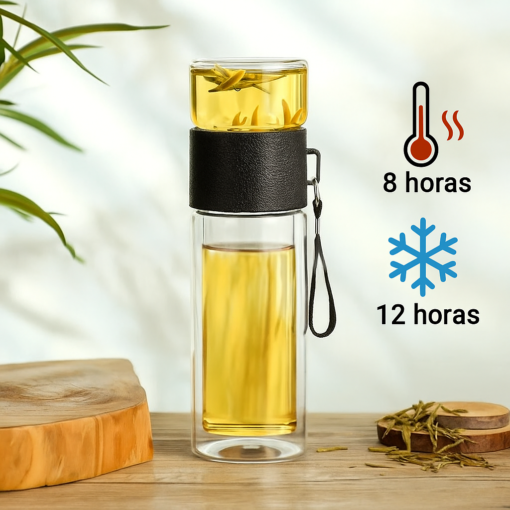 Botella Térmica ClearTherm Vidrio con Filtro de Té 500ml