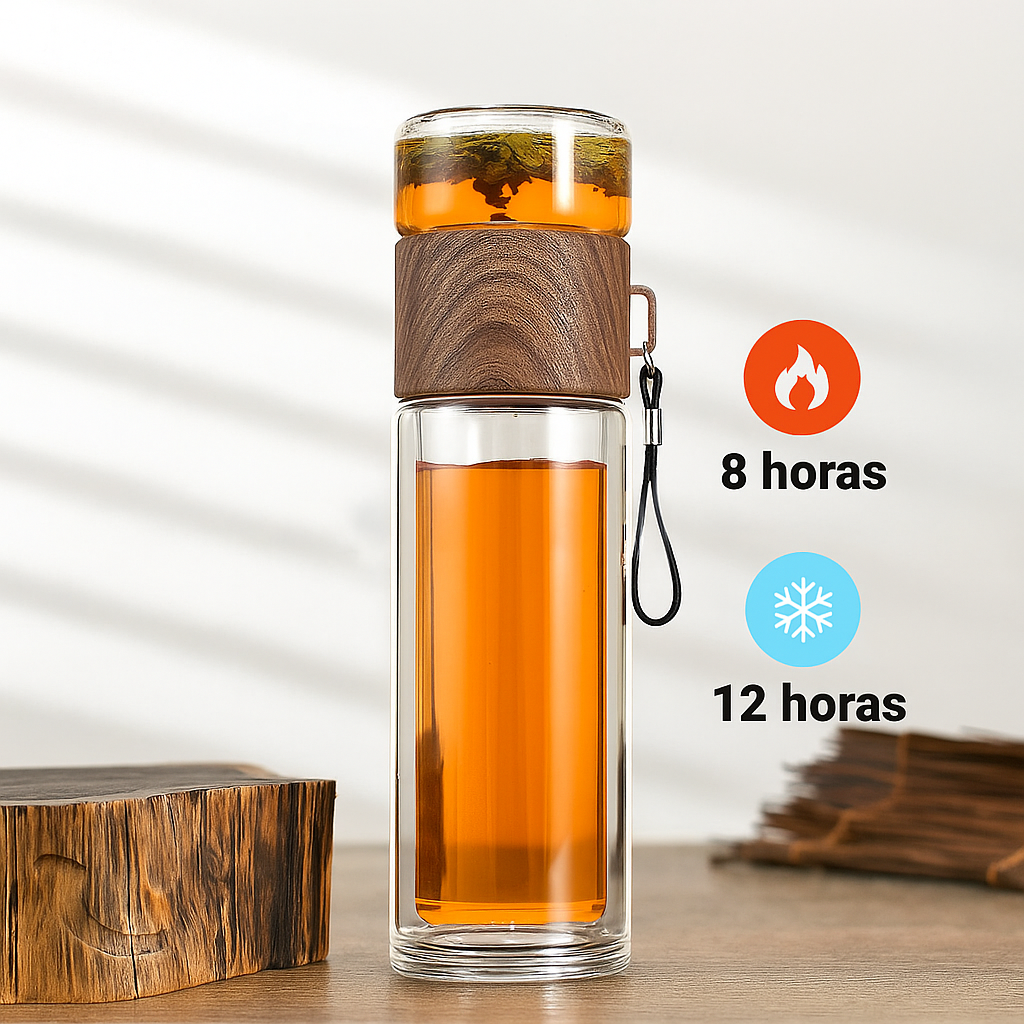 Botella Térmica ClearTherm Vidrio con Filtro de Té 500ml
