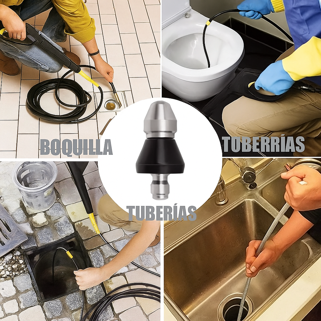 Kit de Limpieza de Alcantarillado con Boquilla Alta Presión