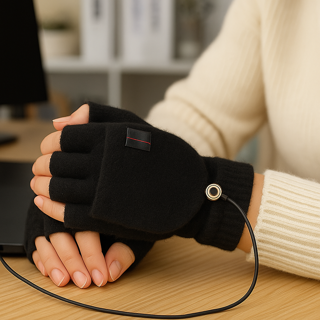 Guantes Calefactables USB Tricot – Sin Dedos & Confort Invierno