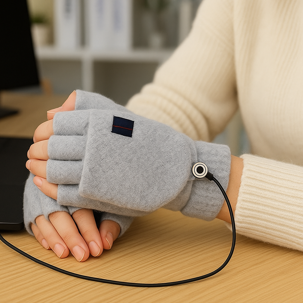 Guantes Calefactables USB Tricot – Sin Dedos & Confort Invierno