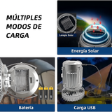 Ventilador Solar Camping 3 en 1 con Luz y Powerbank