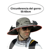 Sombrero de Pesca con Ventilador Solar Recargable