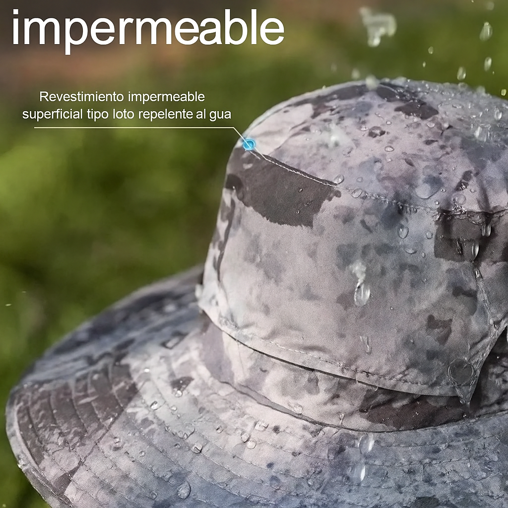 Sombrero de Pesca con Ventilador Solar Recargable