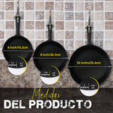 ForgeSet Juego 3 Sartenes Hierro Fundido Profesional