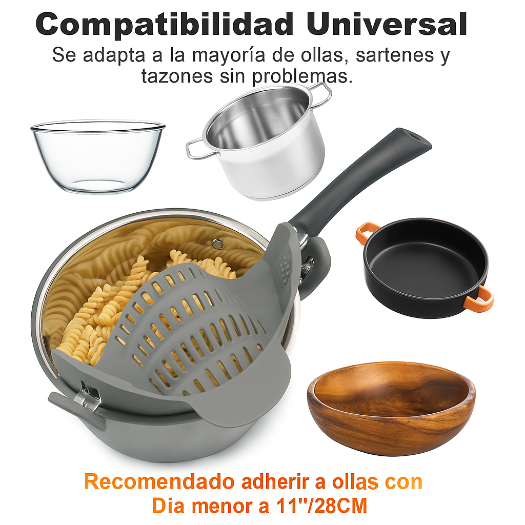 Colador Clip-On SnapStrain para Ollas y Sartenes