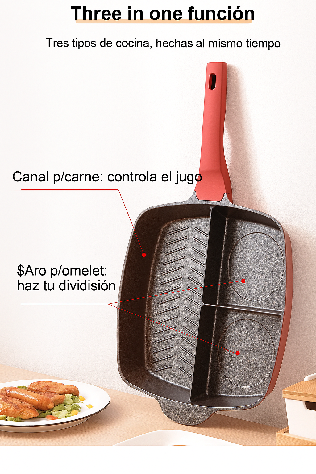 Sartén FusionPan 3 en 1 Antiadherente y Versátil