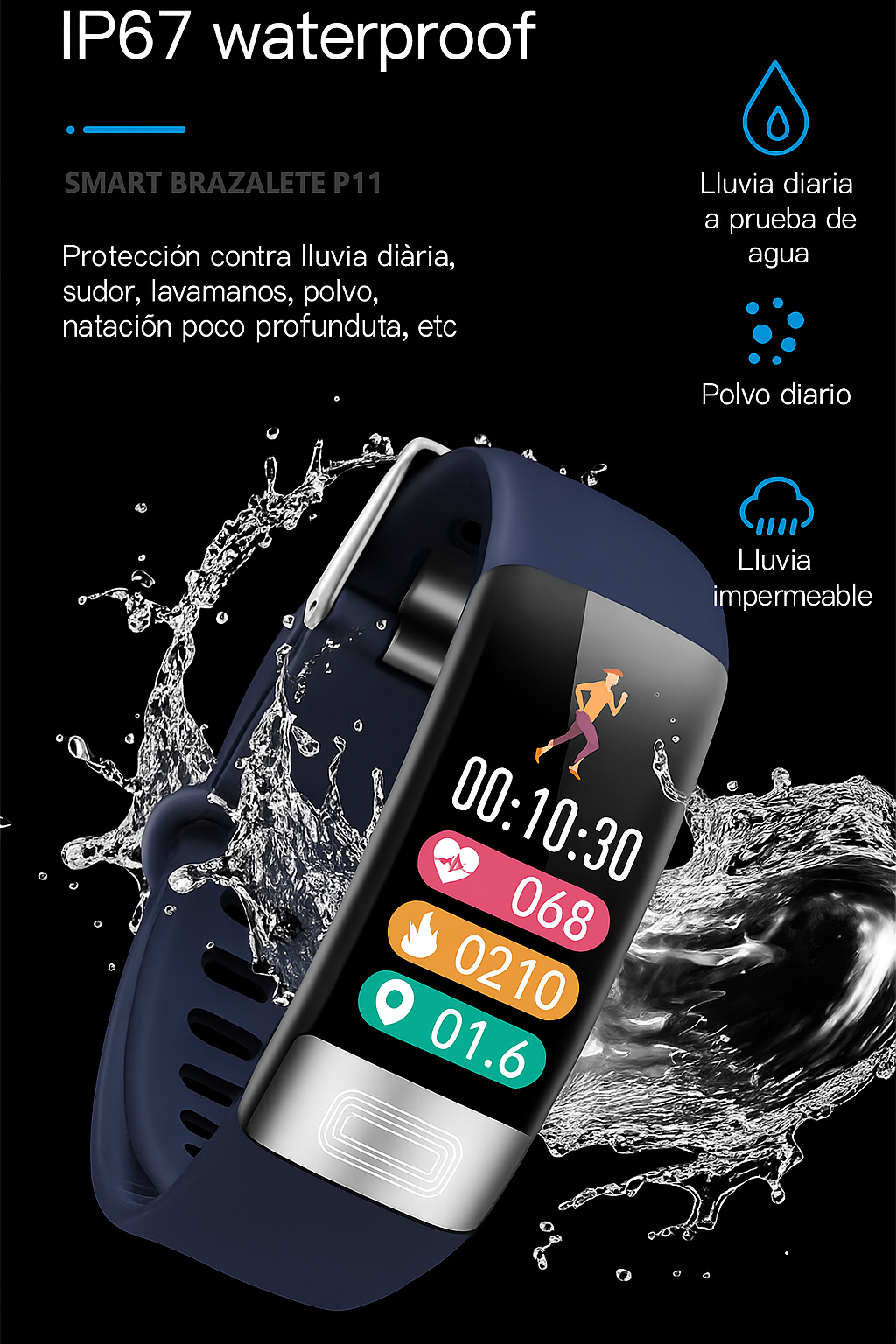 Pulsera Inteligente ECG SpO2 Presión y Frecuencia Cardíaca
