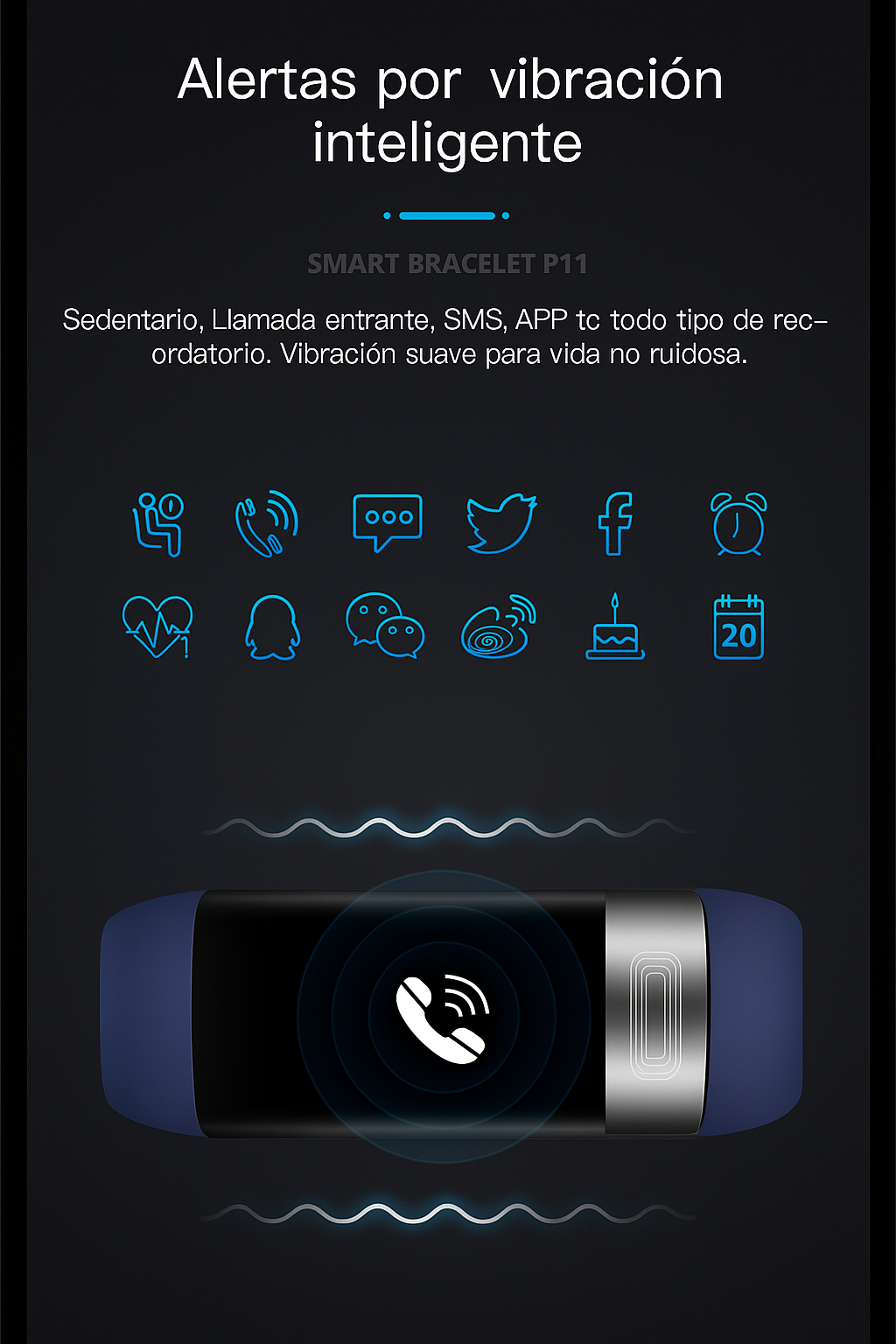 Pulsera Inteligente ECG SpO2 Presión y Frecuencia Cardíaca