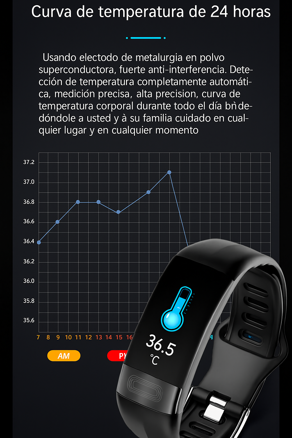 Pulsera Inteligente ECG SpO2 Presión y Frecuencia Cardíaca