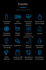 Pulsera Inteligente ECG SpO2 Presión y Frecuencia Cardíaca