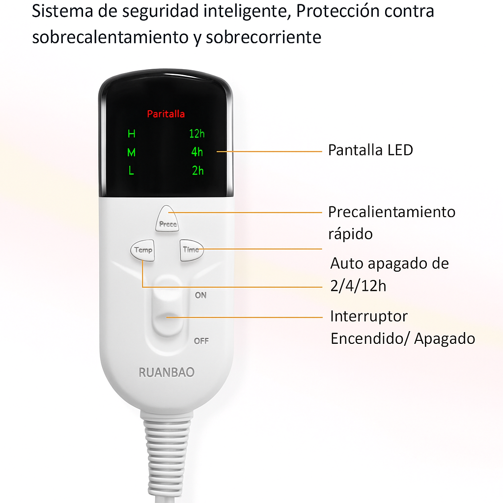 Manta Eléctrica DualCozy Franela Suave con Calor Rápido
