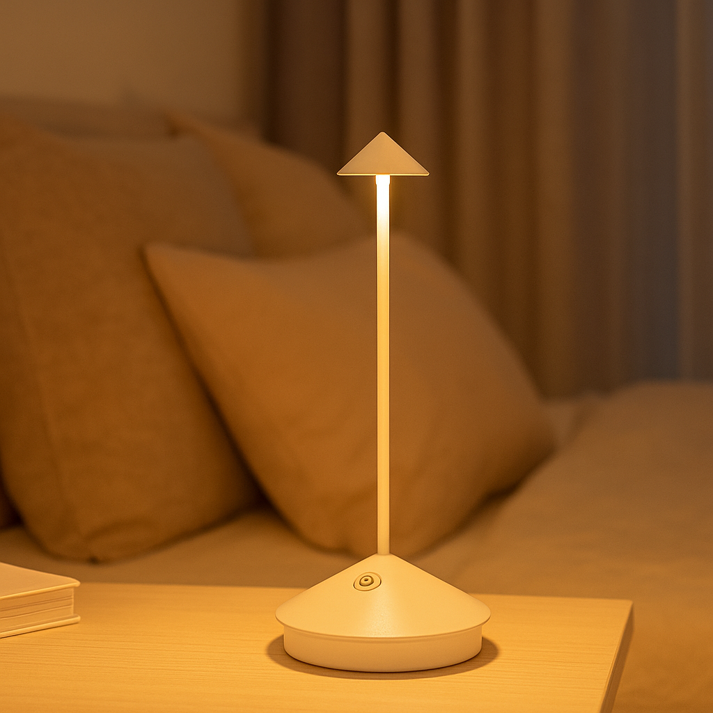 ClarityGlow Lampada da Tavolo LED Senza Fili – Per Notti Calde Dentro e Fuori