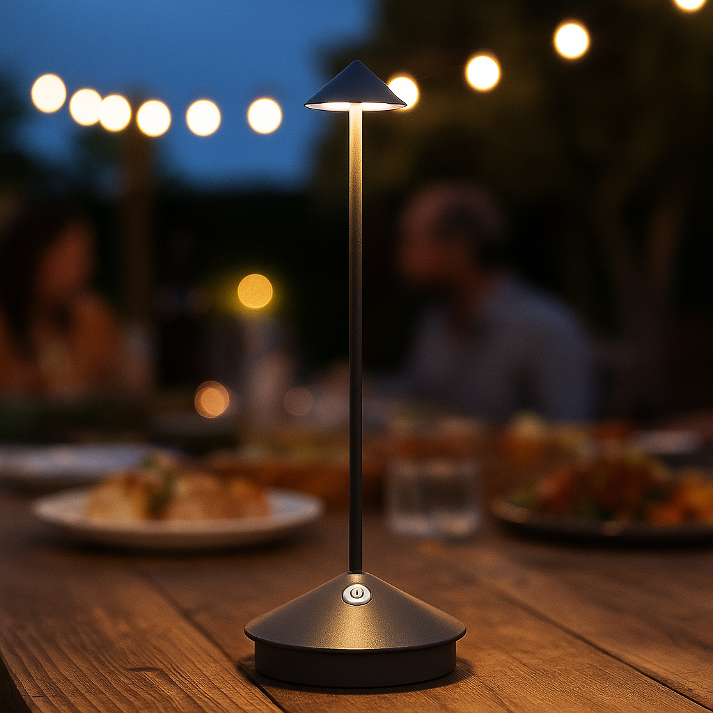 ClarityGlow Lampada da Tavolo LED Senza Fili – Per Notti Calde Dentro e Fuori