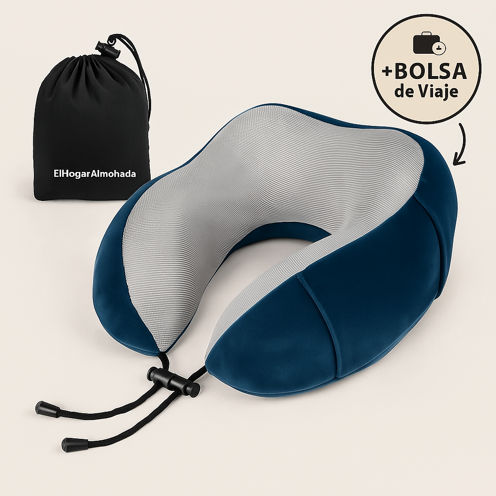 AirRest Almohada de Viaje - Espuma Viscoelástica - Soporte Cervical - Portátil