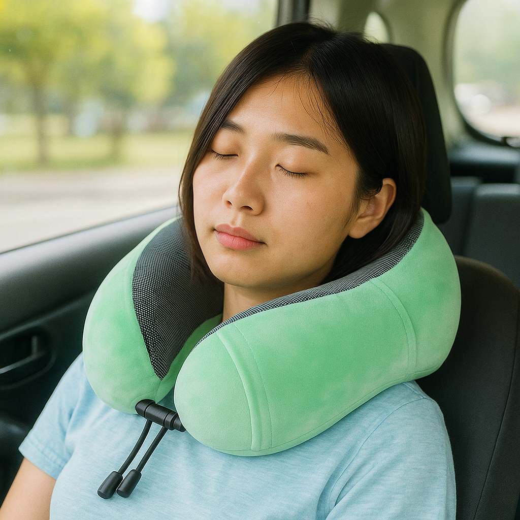 AirRest Almohada de Viaje - Espuma Viscoelástica - Soporte Cervical - Portátil