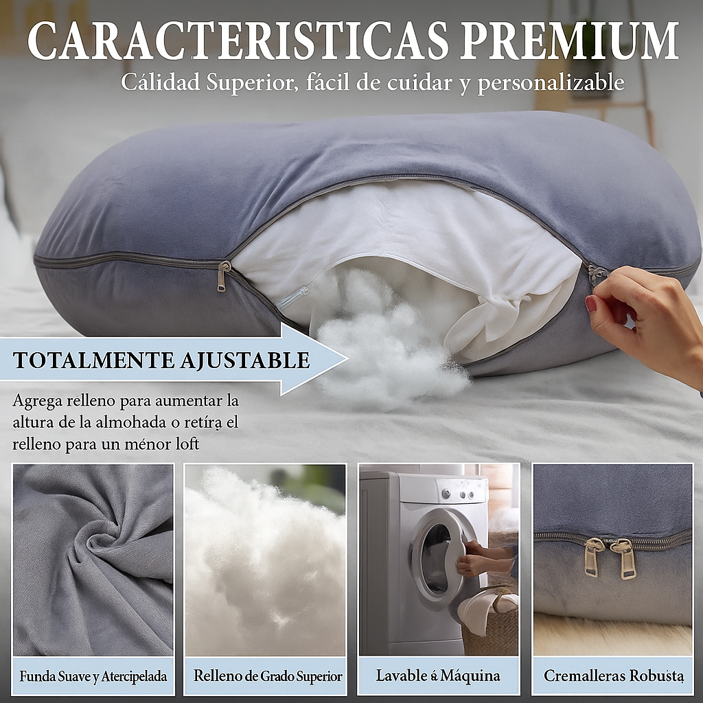 ChillMom Almohada de Embarazo - Soporte Total - Ergonómica - Espuma viscoelástica - Lavable