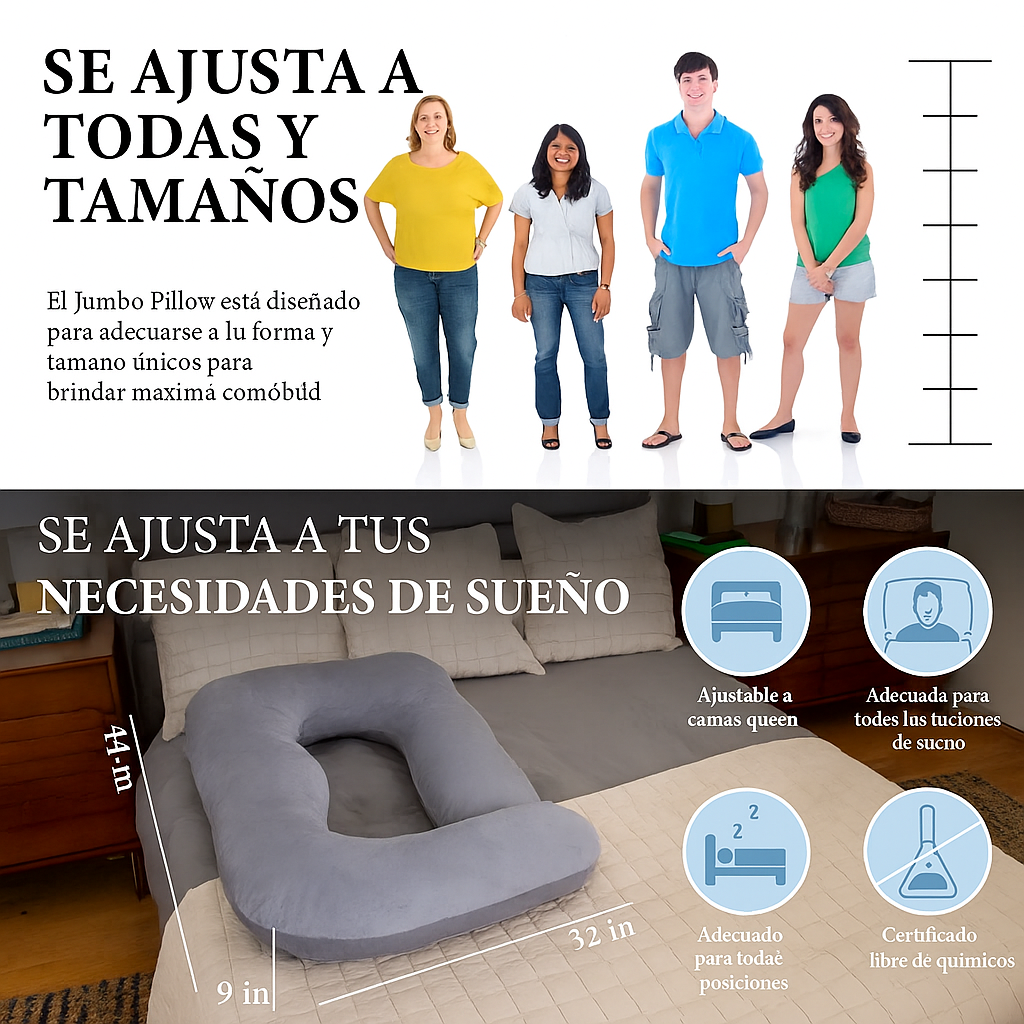 ChillMom Almohada de Embarazo - Soporte Total - Ergonómica - Espuma viscoelástica - Lavable