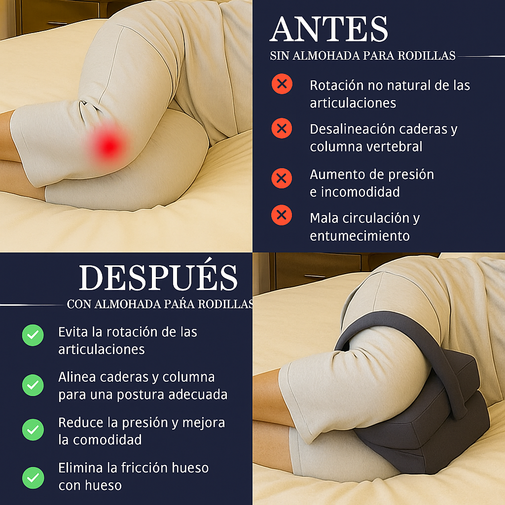 SpineAlign Almohada para Rodillas - Espuma Viscoelástica - Soporte Ergonómico