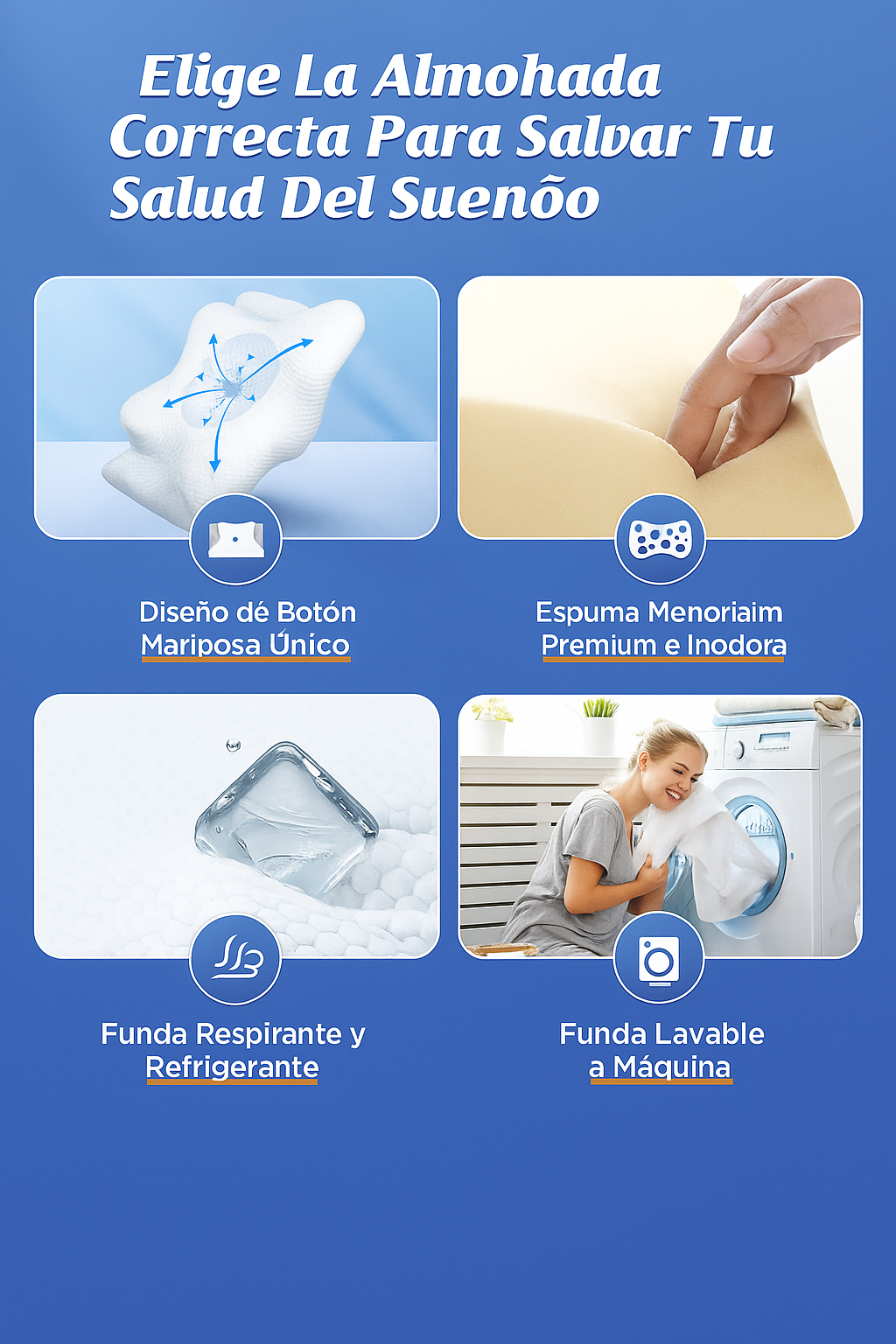 CozyRest Almohada Cervical Viscoelástica - Soporte Ergonómico - Alivio Dolor