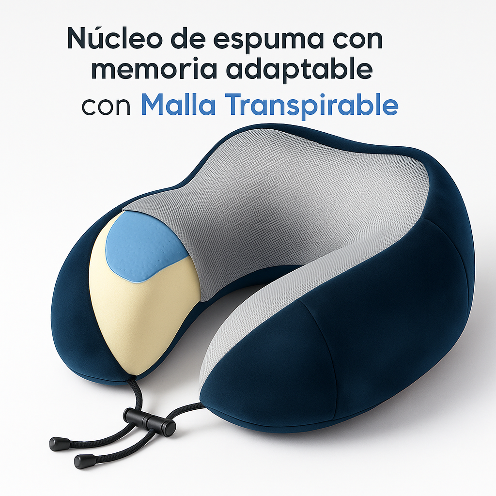 Almohada de Viaje para Cuello - Espuma Viscoelástica AirRest - Ergonómica