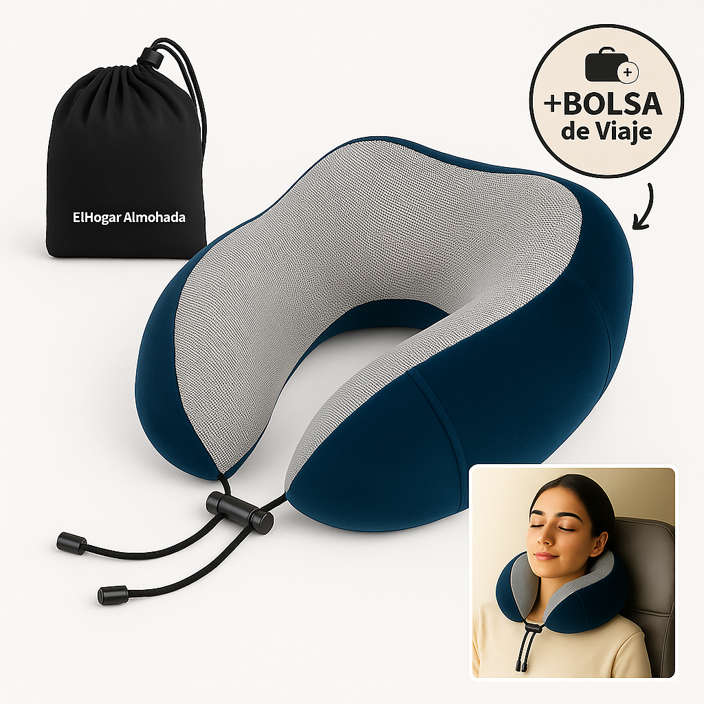 Almohada de Viaje para Cuello - Espuma Viscoelástica AirRest - Ergonómica