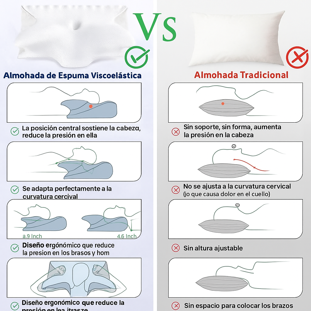 CozyRest Almohada Cervical Viscoelástica - Soporte Ergonómico - Alivio Dolor