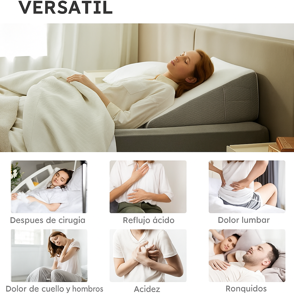 Almohada Cuña Inclinada Deluxe - Soporte Ortopédico Ergonómico