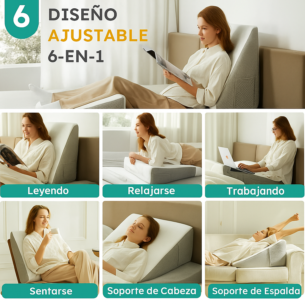 Almohada Cuña Inclinada Deluxe - Soporte Ortopédico Ergonómico